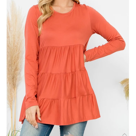 29 Boho Long Sleeves Tiered Tunic Top - Picture 2 of 3